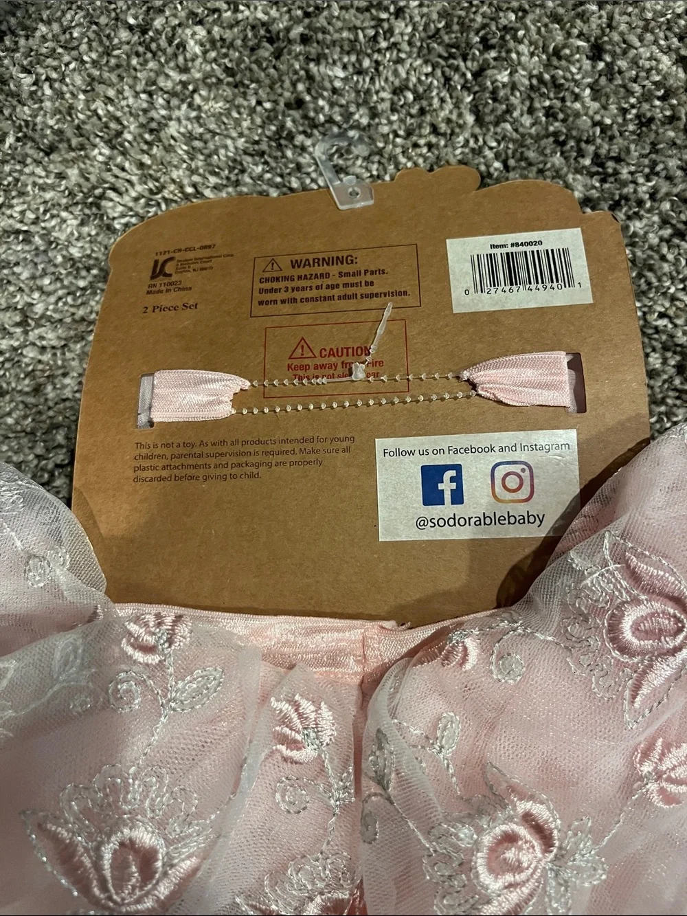 Newborn Headband and Tutu Set - Pink and Gray Floral